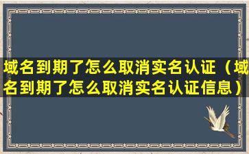 域名到期了怎么取消实名认证（域名到期了怎么取消实名认证信息）