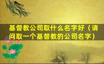 基督教公司取什么名字好（请问取一个基督教的公司名字）