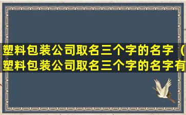 塑料包装公司取名三个字的名字（塑料包装公司取名三个字的名字有哪些）