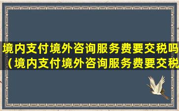 境内支付境外咨询服务费要交税吗（境内支付境外咨询服务费要交税吗怎么交）