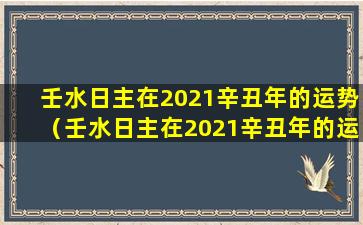 壬水日主在2021辛丑年的运势（壬水日主在2021辛丑年的运势怎么样）