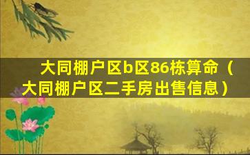 大同棚户区b区86栋算命（大同棚户区二手房出售信息）