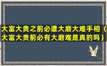 大富大贵之前必遭大磨大难手相（大富大贵前必有大磨难是真的吗）