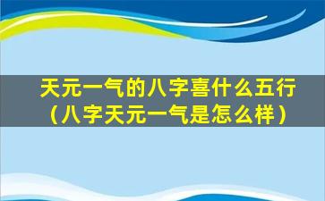 天元一气的八字喜什么五行（八字天元一气是怎么样）