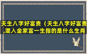 天生八字好富贵（天生八字好富贵,混入金家富一生指的是什么生肖）