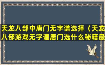 天龙八部中唐门无字谱选择（天龙八部游戏无字谱唐门选什么秘籍最好）