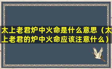 太上老君炉中火命是什么意思（太上老君的炉中火命应该注意什么）