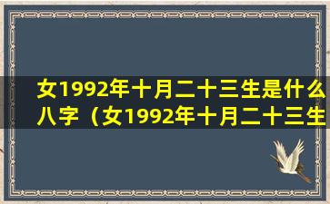 女1992年十月二十三生是什么八字（女1992年十月二十三生是什么八字命格）