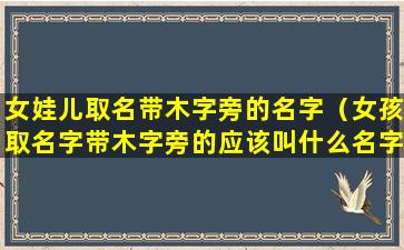 女娃儿取名带木字旁的名字（女孩取名字带木字旁的应该叫什么名字）