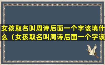 女孩取名叫周诗后面一个字该填什么（女孩取名叫周诗后面一个字该填什么好听）