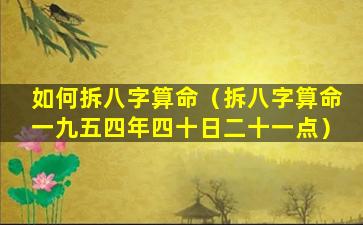 如何拆八字算命（拆八字算命一九五四年四十日二十一点）