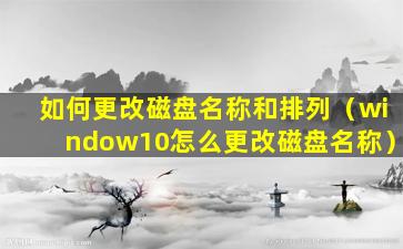 如何更改磁盘名称和排列（window10怎么更改磁盘名称）