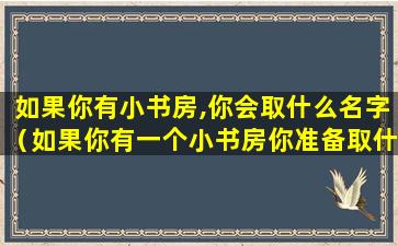 如果你有小书房,你会取什么名字（如果你有一个小书房你准备取什么名字它有什么含义）