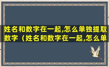 姓名和数字在一起,怎么单独提取数字（姓名和数字在一起,怎么单独提取数字和字母）