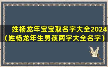 姓杨龙年宝宝取名字大全2024（姓杨龙年生男孩两字大全名字）