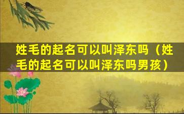 姓毛的起名可以叫泽东吗（姓毛的起名可以叫泽东吗男孩）