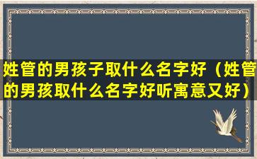 姓管的男孩子取什么名字好（姓管的男孩取什么名字好听寓意又好）