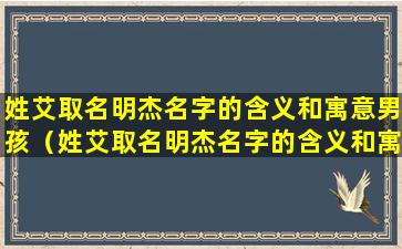 姓艾取名明杰名字的含义和寓意男孩（姓艾取名明杰名字的含义和寓意男孩女孩）