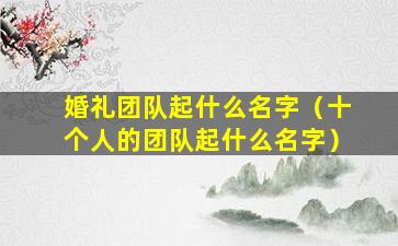 婚礼团队起什么名字（十个人的团队起什么名字）