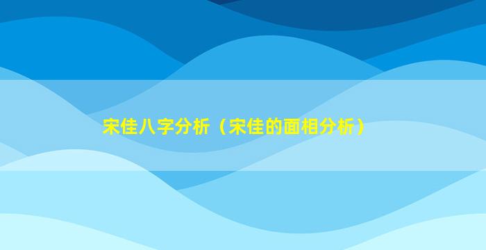 宋佳八字分析（宋佳的面相分析）