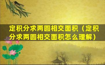 定积分求两圆相交面积（定积分求两圆相交面积怎么理解）