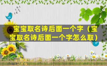 宝宝取名诗后面一个字（宝宝取名诗后面一个字怎么取）