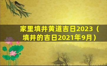 家里填井黄道吉日2023（填井的吉日2021年9月）