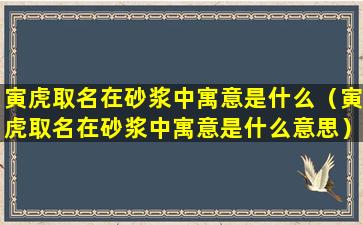 寅虎取名在砂浆中寓意是什么（寅虎取名在砂浆中寓意是什么意思）