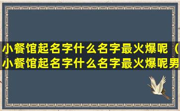 小餐馆起名字什么名字最火爆呢（小餐馆起名字什么名字最火爆呢男孩）