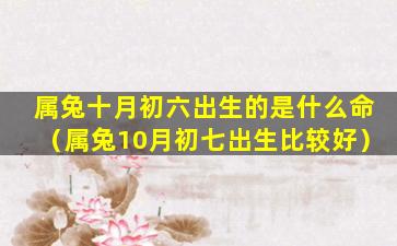 属兔十月初六出生的是什么命（属兔10月初七出生比较好）