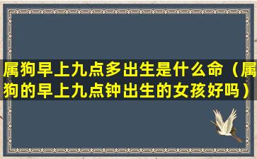 属狗早上九点多出生是什么命（属狗的早上九点钟出生的女孩好吗）