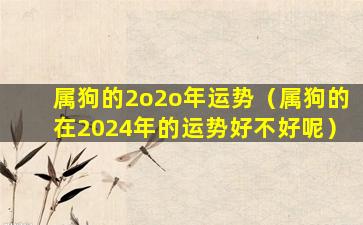 属狗的2o2o年运势（属狗的在2024年的运势好不好呢）