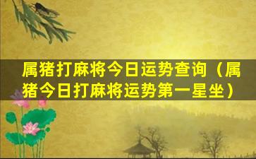 属猪打麻将今日运势查询（属猪今日打麻将运势第一星坐）