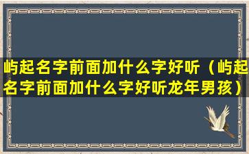 屿起名字前面加什么字好听（屿起名字前面加什么字好听龙年男孩）