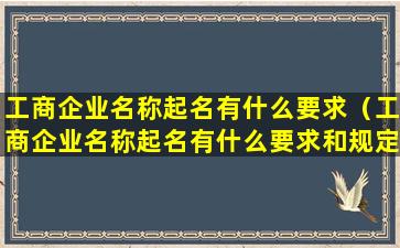 工商企业名称起名有什么要求（工商企业名称起名有什么要求和规定）