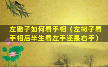 左撇子如何看手相（左撇子看手相后半生看左手还是右手）