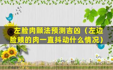 左脸肉颤法预测吉凶（左边脸颊的肉一直抖动什么情况）