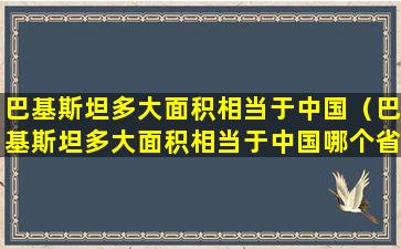 巴基斯坦多大面积相当于中国（巴基斯坦多大面积相当于中国哪个省）