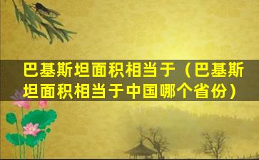 巴基斯坦面积相当于（巴基斯坦面积相当于中国哪个省份）