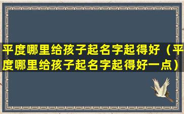 平度哪里给孩子起名字起得好（平度哪里给孩子起名字起得好一点）