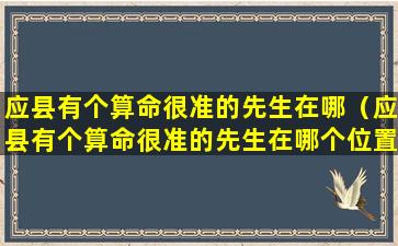 应县有个算命很准的先生在哪（应县有个算命很准的先生在哪个位置）