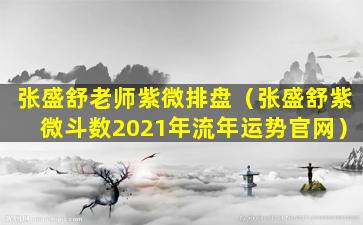 张盛舒老师紫微排盘（张盛舒紫微斗数2021年流年运势官网）