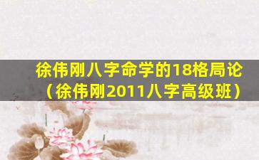 徐伟刚八字命学的18格局论（徐伟刚2011八字高级班）