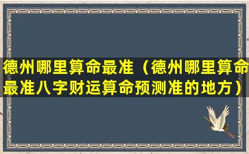 德州哪里算命最准（德州哪里算命最准八字财运算命预测准的地方）