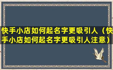 快手小店如何起名字更吸引人（快手小店如何起名字更吸引人注意）