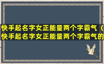 快手起名字女正能量两个字霸气（快手起名字女正能量两个字霸气的名字）