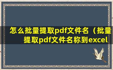 怎么批量提取pdf文件名（批量提取pdf文件名称到excel）