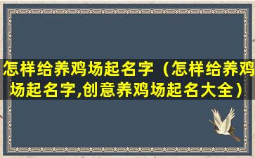 怎样给养鸡场起名字（怎样给养鸡场起名字,创意养鸡场起名大全）