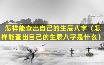 怎样能查出自己的生辰八字（怎样能查出自己的生辰八字是什么）