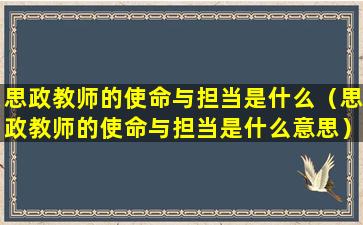 思政教师的使命与担当是什么（思政教师的使命与担当是什么意思）